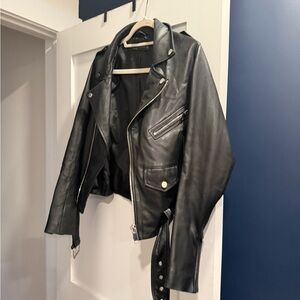 Zara Black Leather Moto Jacket